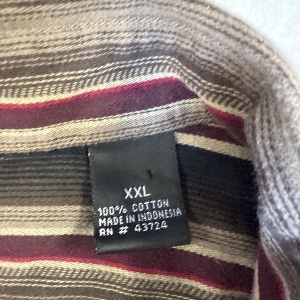 D'Avila Mens XXL Long Sleeve Button Down Shirt Striped Cotton Casual Brown Red - Picture 4 of 9